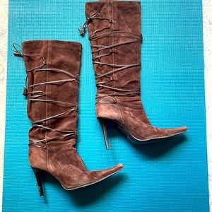 ALDO Brown Suede 3.75 in Heel Knee-High Boots